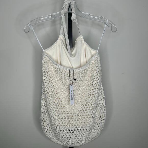 Garage halter top-size P/S-NWT-crochet w lining, tie neck,metallic‎ thread - Picture 5 of 6